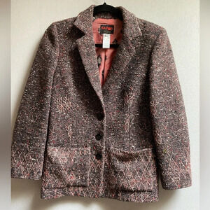 Bazar Christian Lacroix designer wool tweed pink multi colored blazer Sz 38